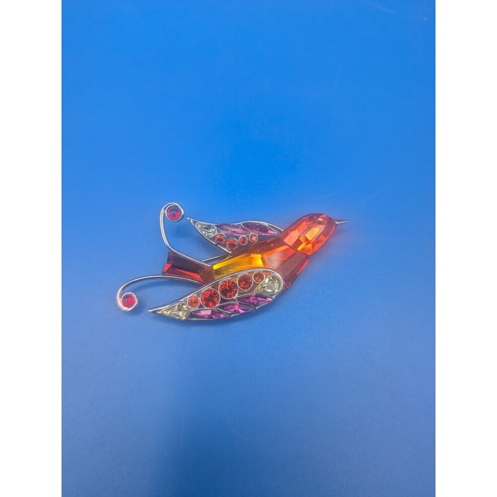 DANIEL SWAROVSKI Topaz Crystal Sterling Silver SWALLOW BANU BIRD Pin Brooch Rare
